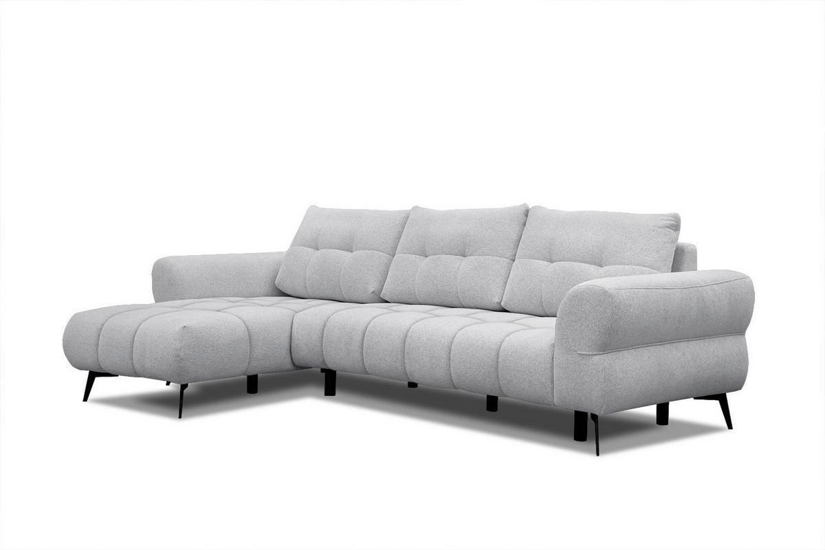ECKSOFA SALVINI 4-Sitzer, hellgrau - Hellgrau/Schwarz, Holzwerkstoff/Textil (158/292cm) - Wozimo