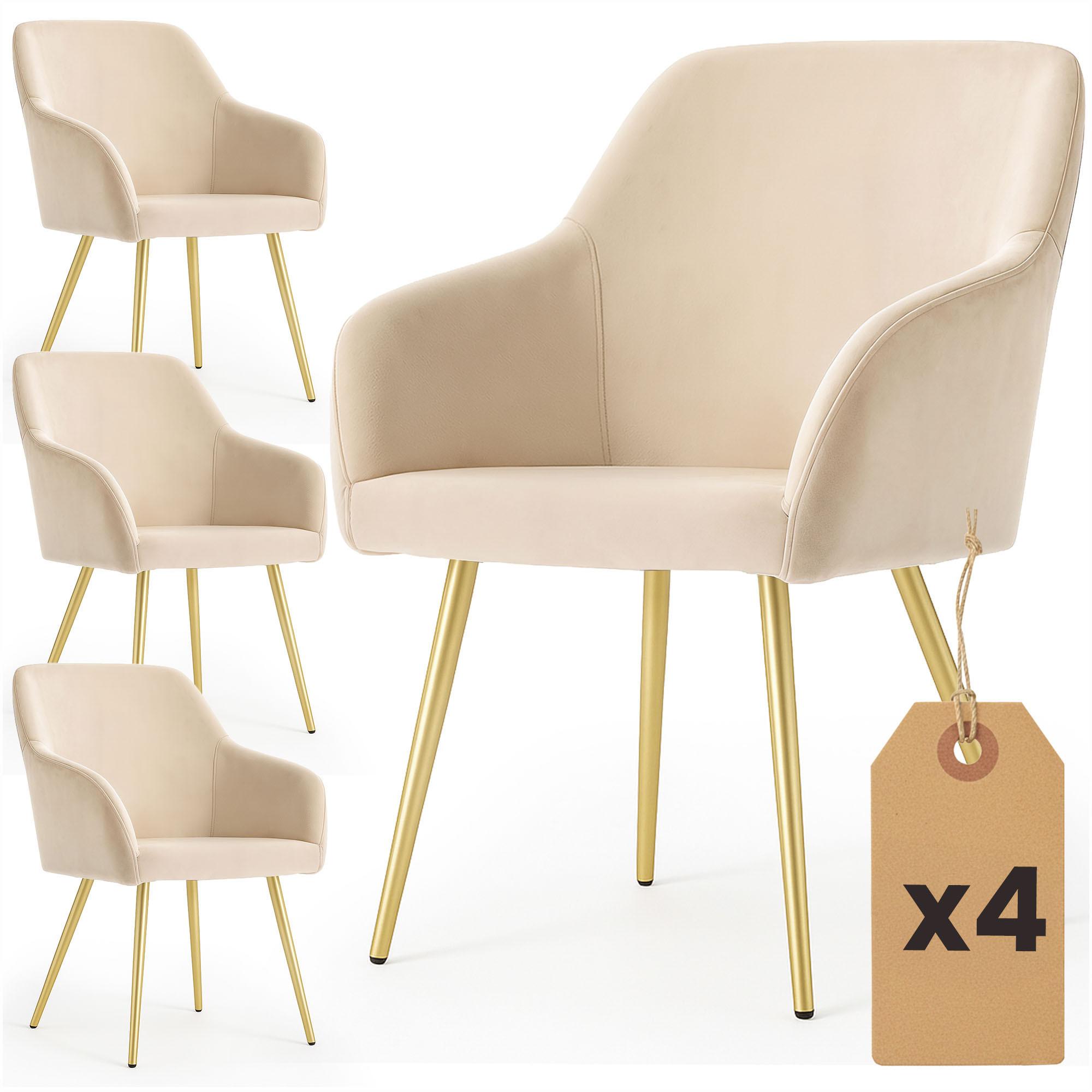 POLSTERSTUHL 4er Set, Metallbeine Beige, Gold 54,5/83/58 - Beige, Textil (55/83/51cm) - RAUMHIRSCH FURNITURE