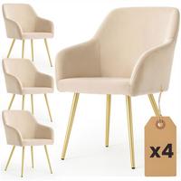 POLSTERSTUHL 4er Set, Metallbeine Beige, Gold 54,5/83/58 - Beige, Textil (55/83/51cm) - RAUMHIRSCH FURNITURE