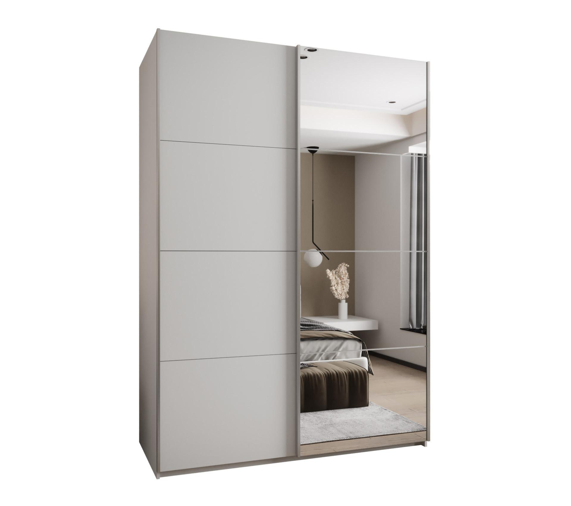 SCHWEBETÜRENSCHRANK 245,5/170/64 2-türig - Silberfarben/Weiß, Holz/Metall (170/245/64cm) - Abiks Möbel