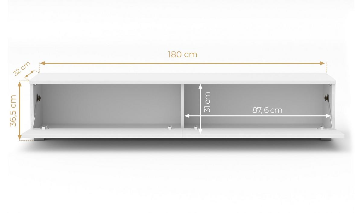 LOWBOARD Loriano 180 Eiche Wotan 180/36,5/32 cm – Hängend und Stehend - Braun, Holzwerkstoff/Kunststoff (180/36.5/32cm) - AX Living