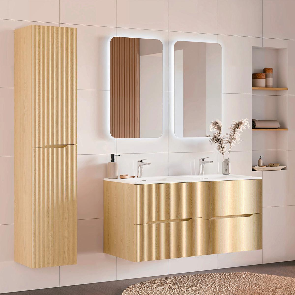 DOPPELWASCHTISCH 120.4cm Isaline Helle Eiche - Braun, Holzwerkstoff (120.4/57/46cm) - Petits-meubles