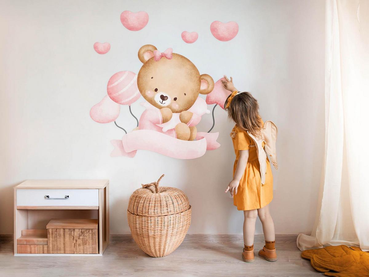 WANDAUFKLEBER 80x119cm - Süßer Bär - Multicolor, Kunststoff (80/119/0.1cm) - Wallfluent