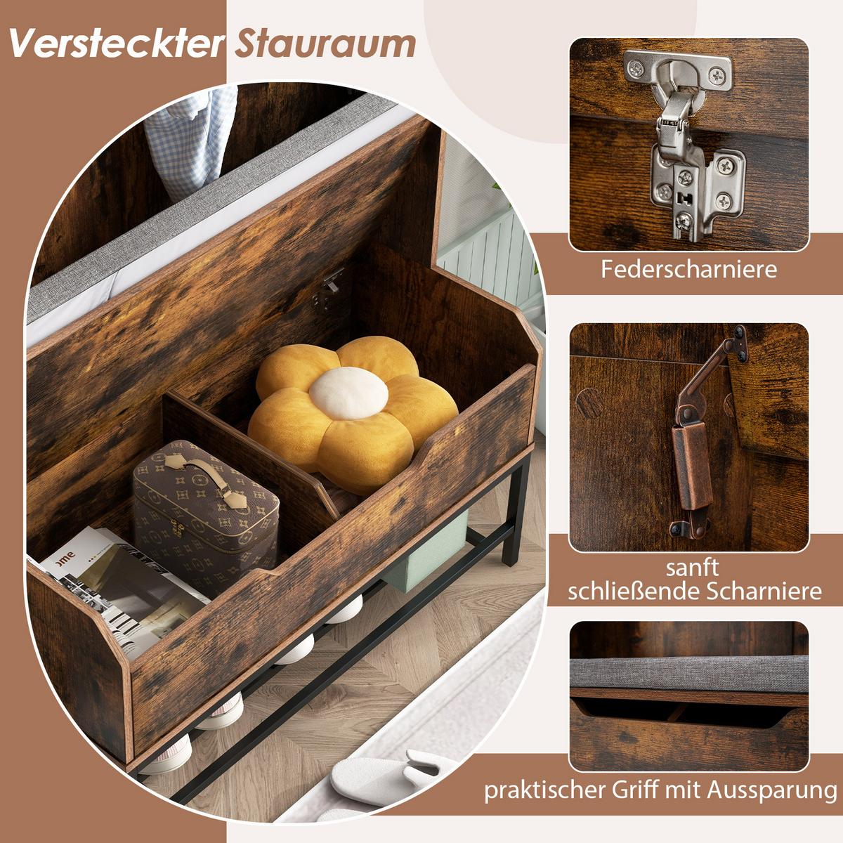 GARDEROBENSTÄNDER Braun - Braun, Holz (90/170/38.5cm) - COSTWAY