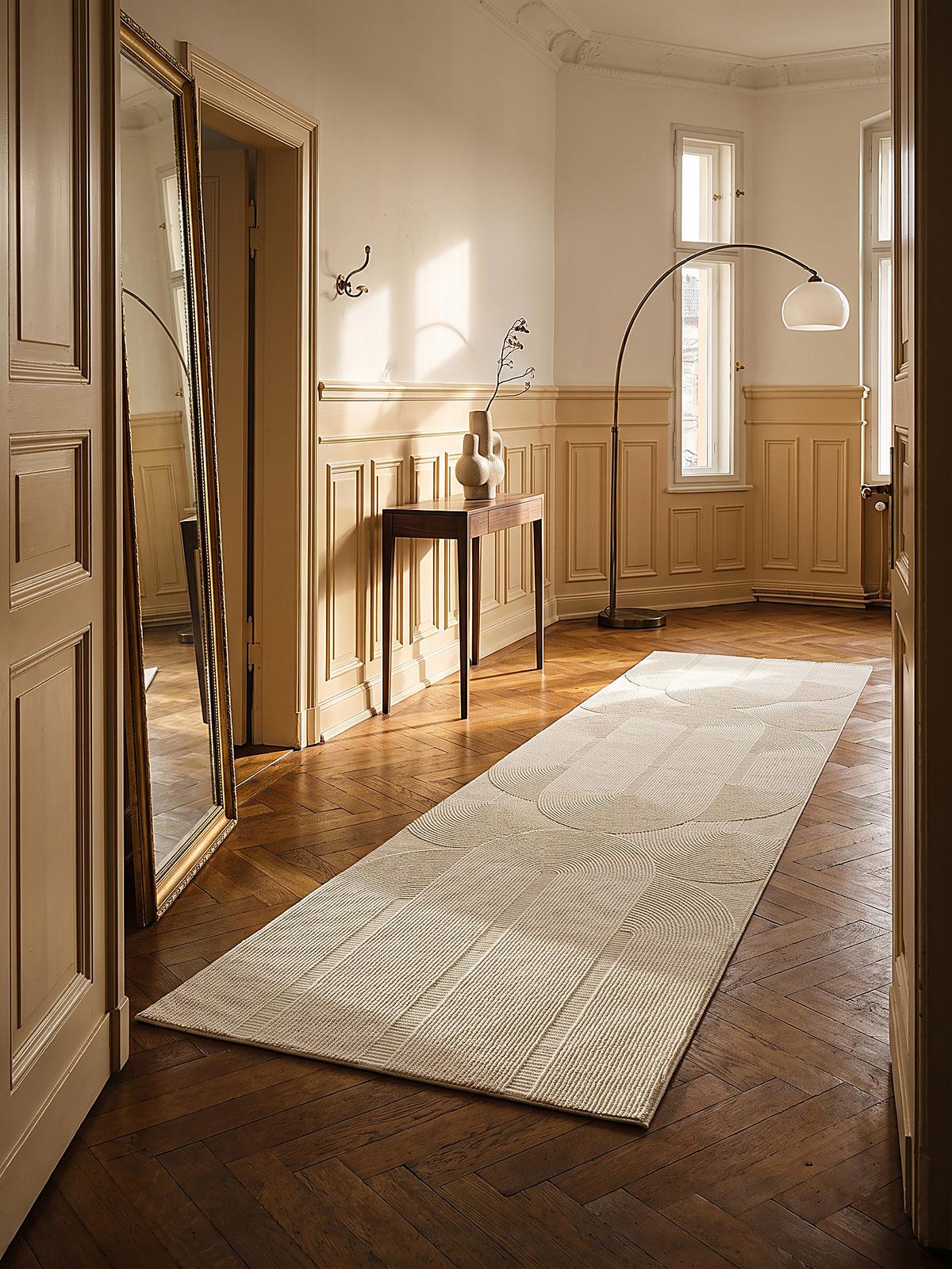 LÄUFER KASOS Waschbar Geometrisch Polyester Creme 80 x 300 cm - Beige, Textil (80/300cm) - KADIMA DESIGN