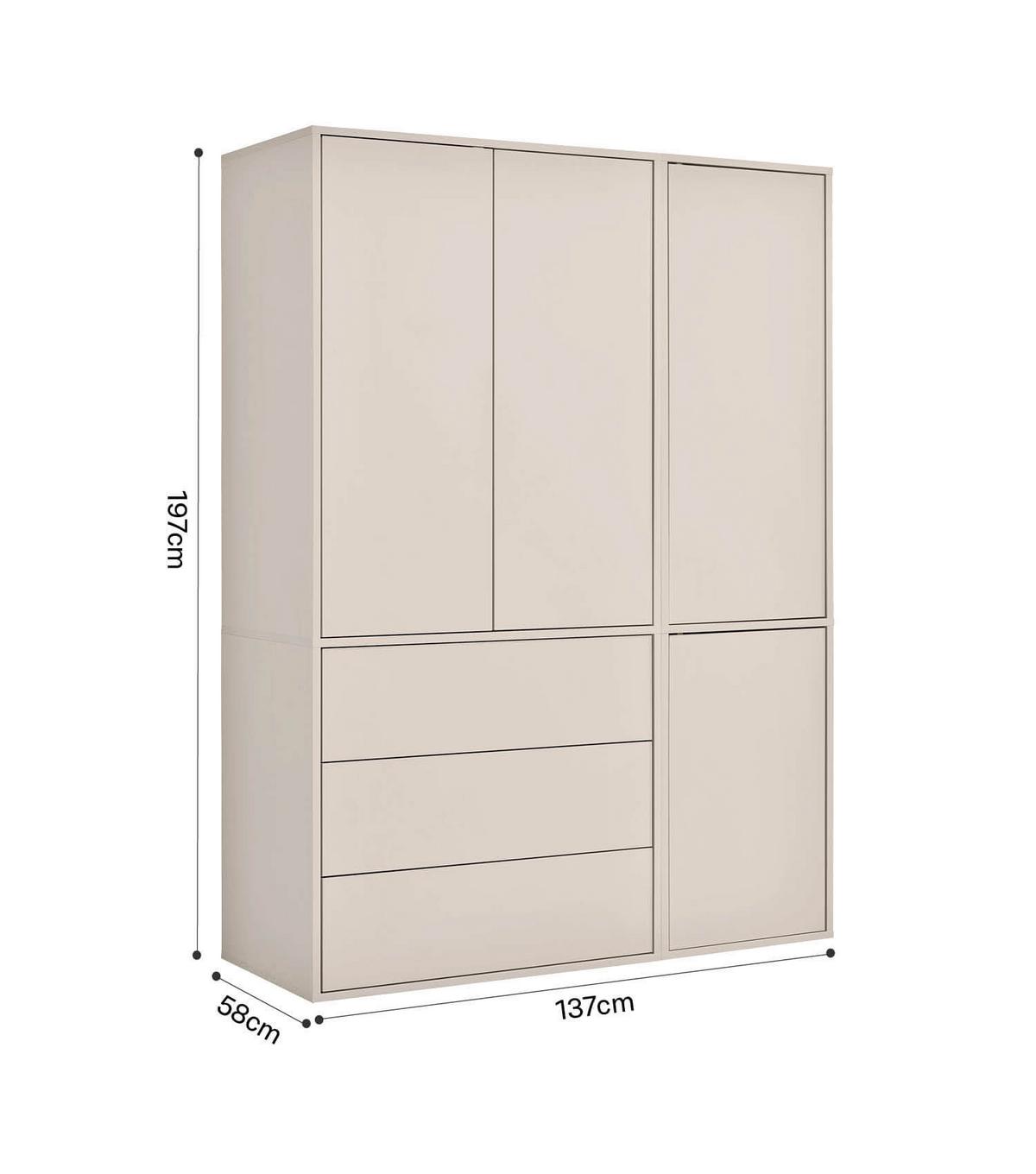KLEIDERSCHRANK Robe - Beige, Holzwerkstoff (137/197/58cm) - Mokebo