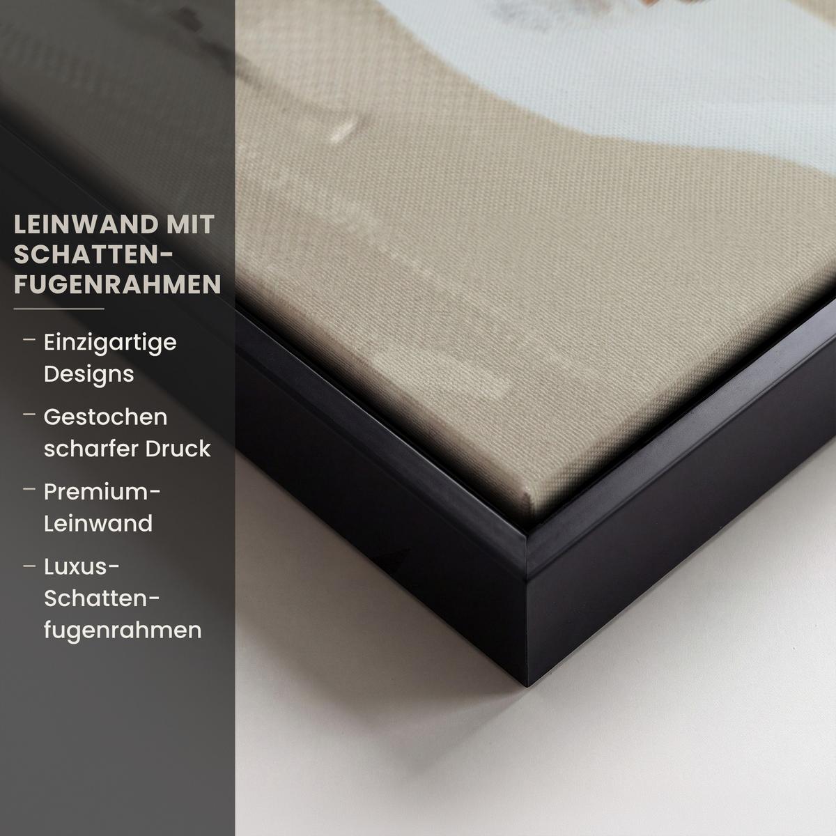 LEINWAND Bilder mit Rahmen - Frau - Farbe - Abstrakt - Beige - Modern - 120x80 - Sandfarben, Textil (120/80cm) - MuchoWow