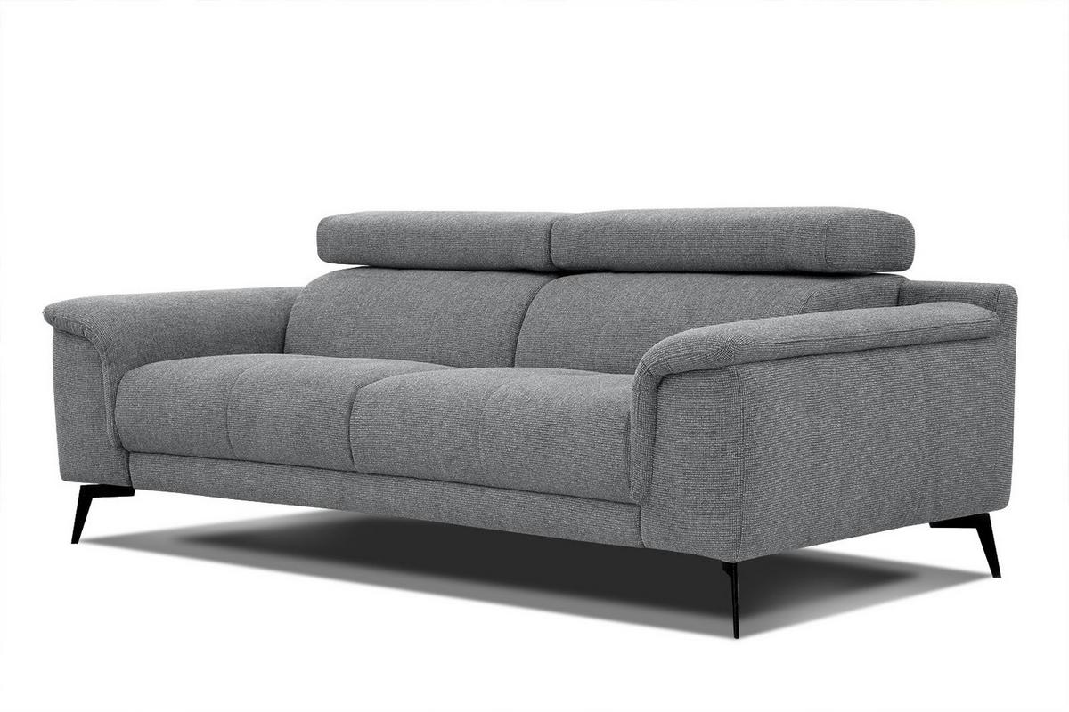 SOFA FIERO 3-Sitzer, grau - Schwarz/Grau, Holzwerkstoff/Textil (212/82/103cm) - Wozimo