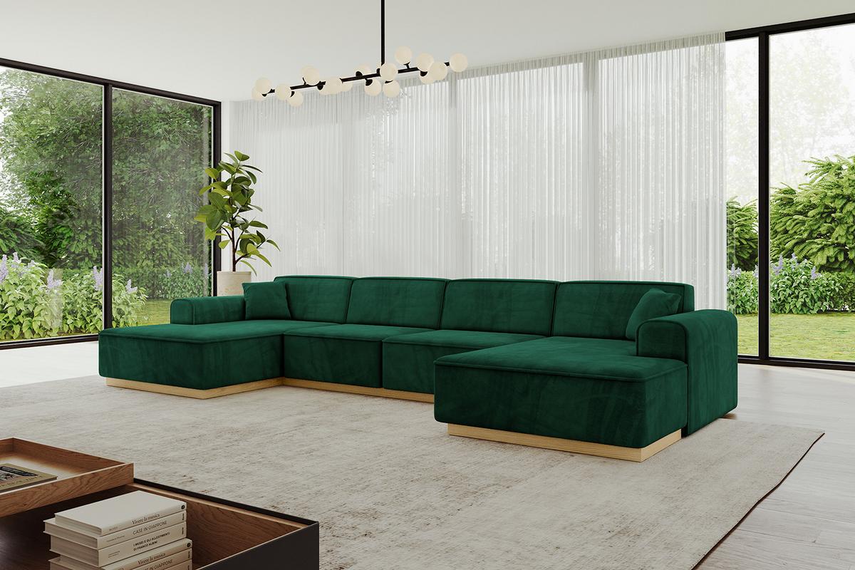 WOHNLANDSCHAFT IREA-U2-v2 - 386x165x80 cm Grün - Dunkelgrün, Holzwerkstoff/Textil (386/80/165cm) - ALTDECOR