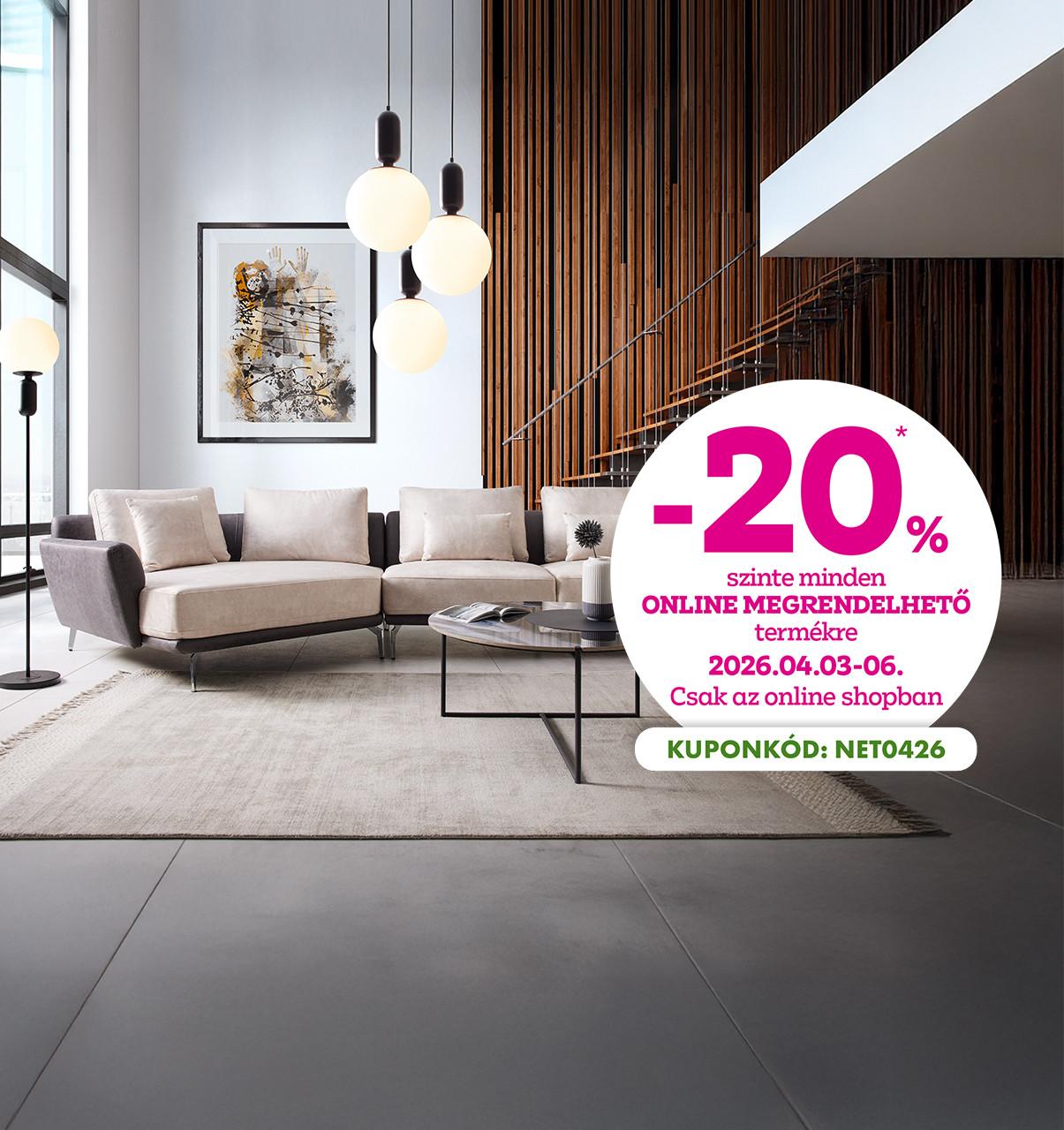 -20% szinte minden online megrendelhető termékre 2026.04.03-06. között csak az online shopban!