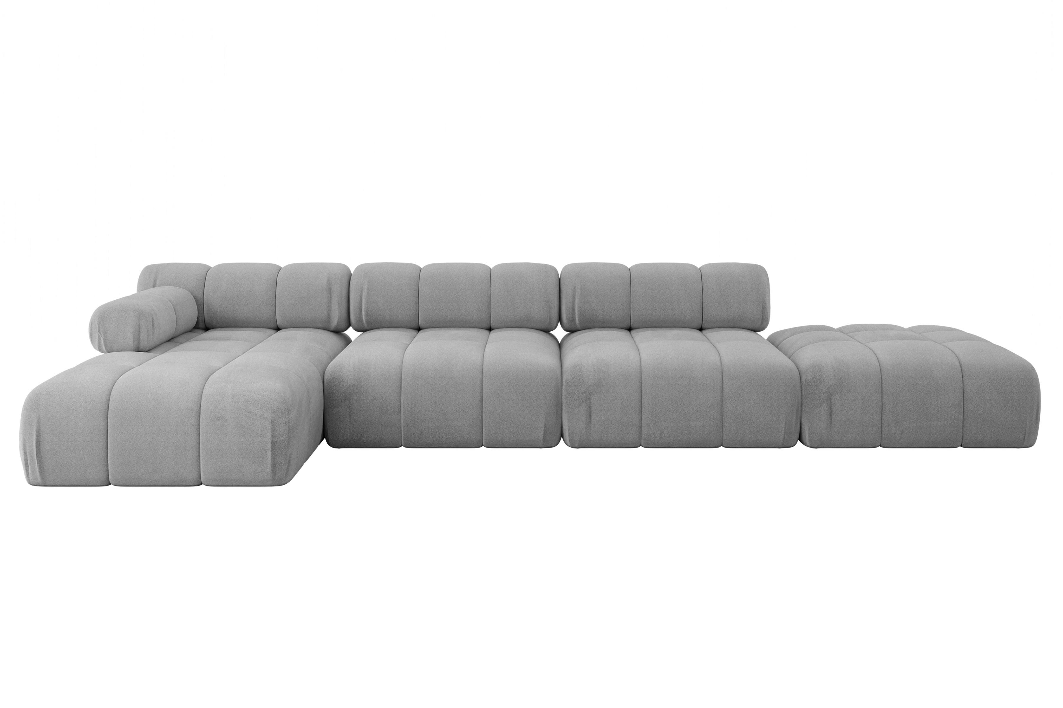 ECKSOFA modulares Sofa Lizur-L2 - 380x160x70 cm Hellgrau Velours - Hellgrau, Holzwerkstoff/Textil (380/160cm) - ALTDECOR