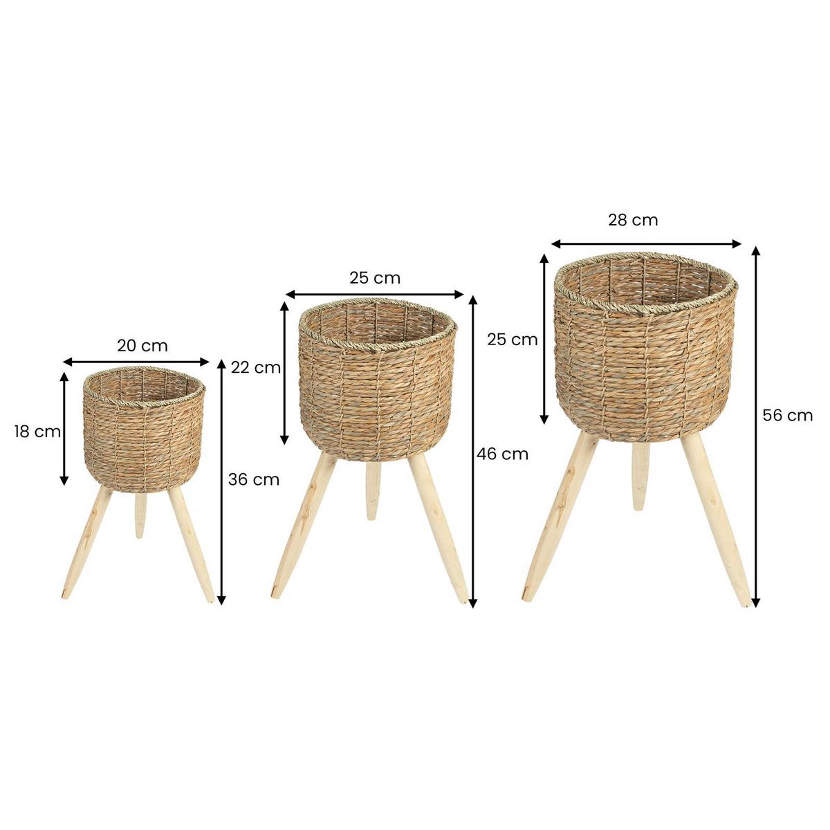 ÜBERTÖPFE NAPARI 3er Set natur - Naturfarben, Holz (29/56/29cm) - IDIMEX