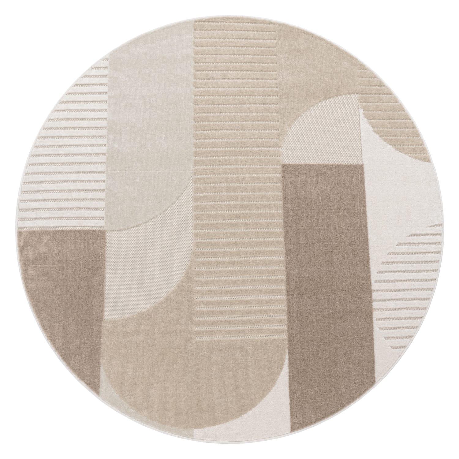 KURZFLORTEPPICH, abstrakt, aus Polypropylen, Beige, Ø 200 cm - Beige, Textil (200/200cm) - KADIMA DESIGN
