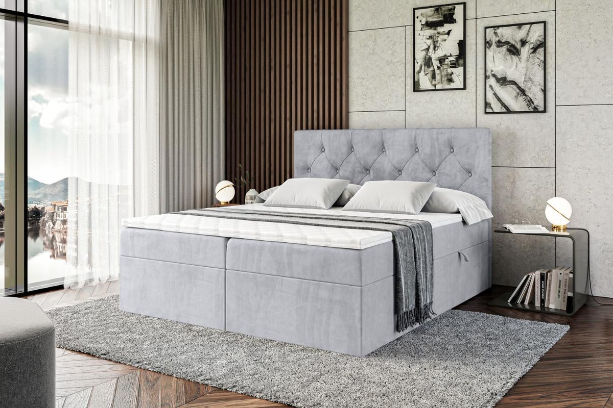 BOXBETT mit Matratze H3 und Lattenrost - MIRAGE - 180x200 Hellgrau - Hellgrau, Holzwerkstoff (180/200cm) - ALTDECOR
