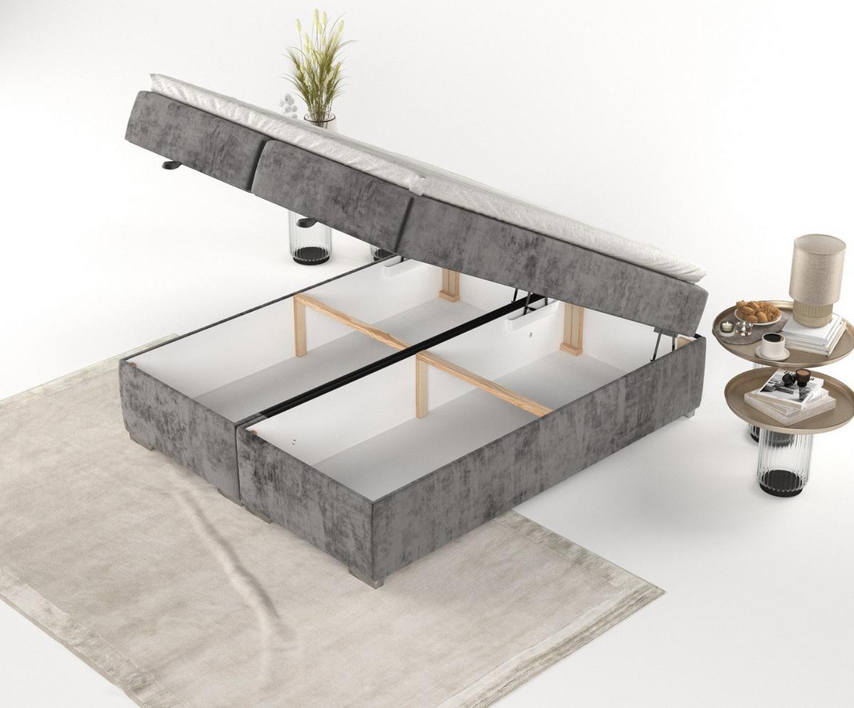 BOXBETT Reto 180/200 cm Stahl im Lotta Stoff - Chromfarben/Graphitfarben, Holz/Holzwerkstoff (180/200cm) - AltaBeds