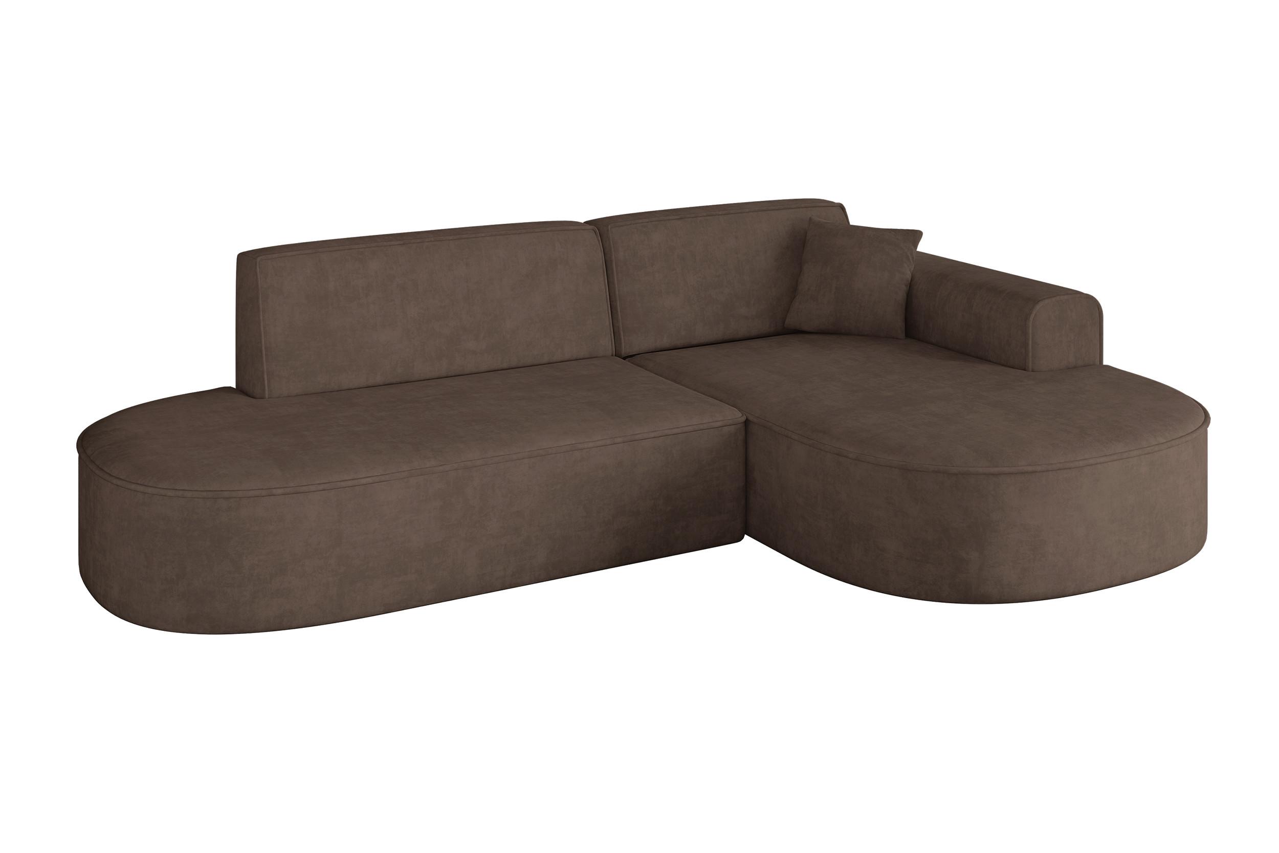 ECKSOFA Ottomane Rechts MARI-L1 - 243x171x79 cm Braun Velours - Schwarz/Braun, Holzwerkstoff/Kunststoff (171/243cm) - ALTDECOR