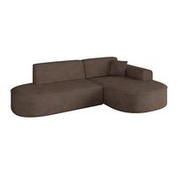 ECKSOFA Ottomane Rechts MARI-L1 - 243x171x79 cm Braun Velours - Schwarz/Braun, Holzwerkstoff/Kunststoff (171/243cm) - ALTDECOR