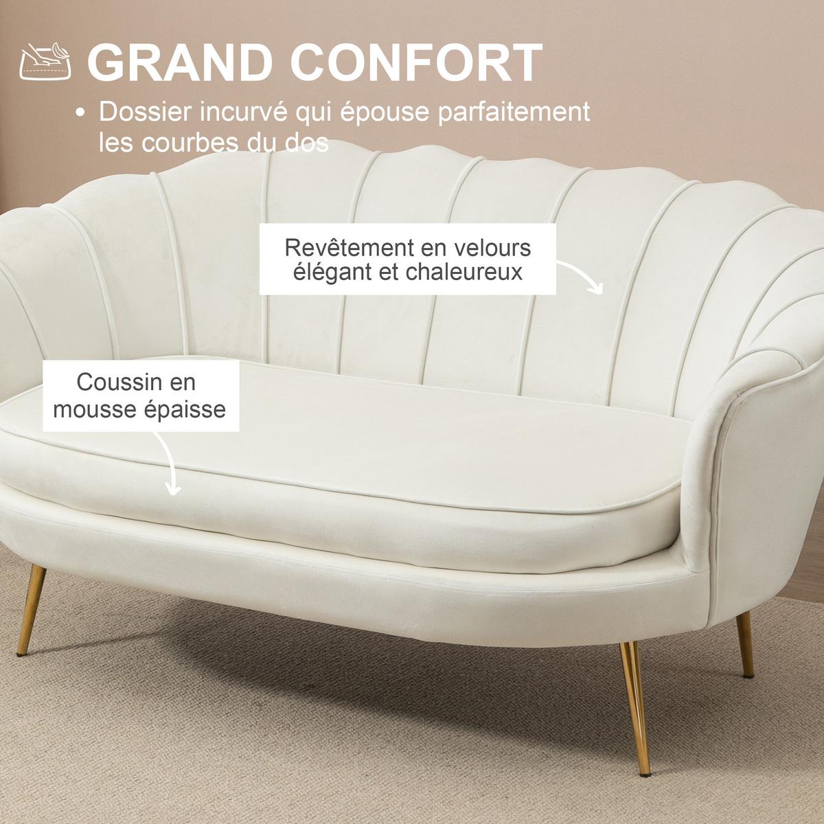 SOFA Wyndrin 130/77/77cm - Creme, Kunststoff (77/77/130cm) - ZMH