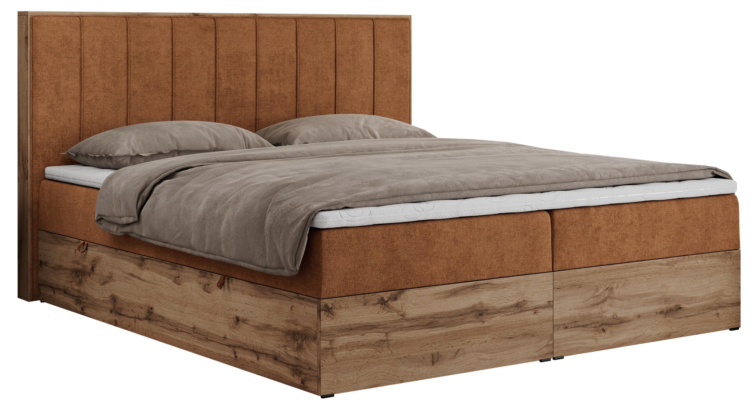 BOXBETT BELLISSIMO 140/200 Orange Struktur - H4 - Orange, Holz/Textil (140/200cm) - MKS