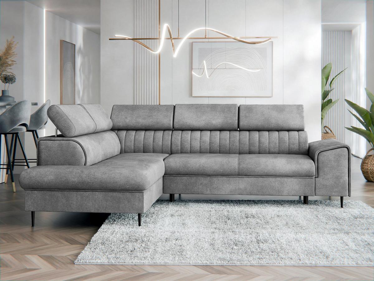 ECKSOFA Kadurin, Seite: Links - Greige/Schwarz, Holz/Kunststoff (276/206cm) - MIRJAN24