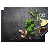 HERDABDECKPLATTE Limette - Kräuter - Gewürze - Grün - Grau - Beton Induktionsmatte 71x52 cm - Grün, Kunststoff (71/52/0.2cm) - MuchoWow
