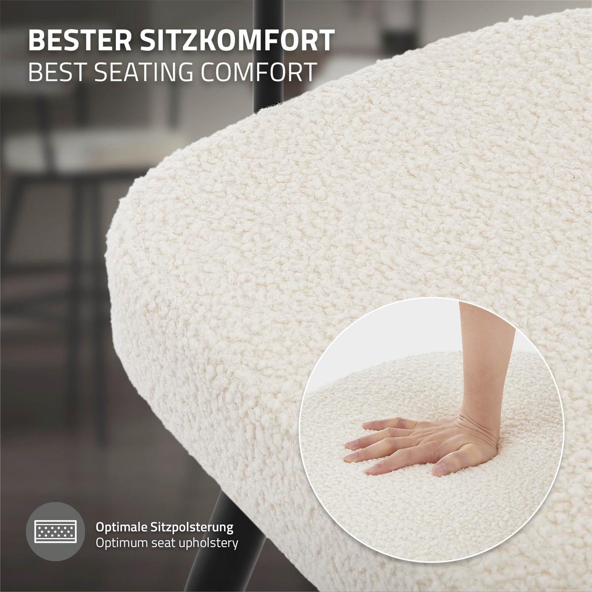 BARHOCKER 4er Set drehbar Beige mit Teddy-Stoff 76 cm hoch - Beige/Schwarz, Textil/Metall (61/103/55cm) - ML-DESIGN