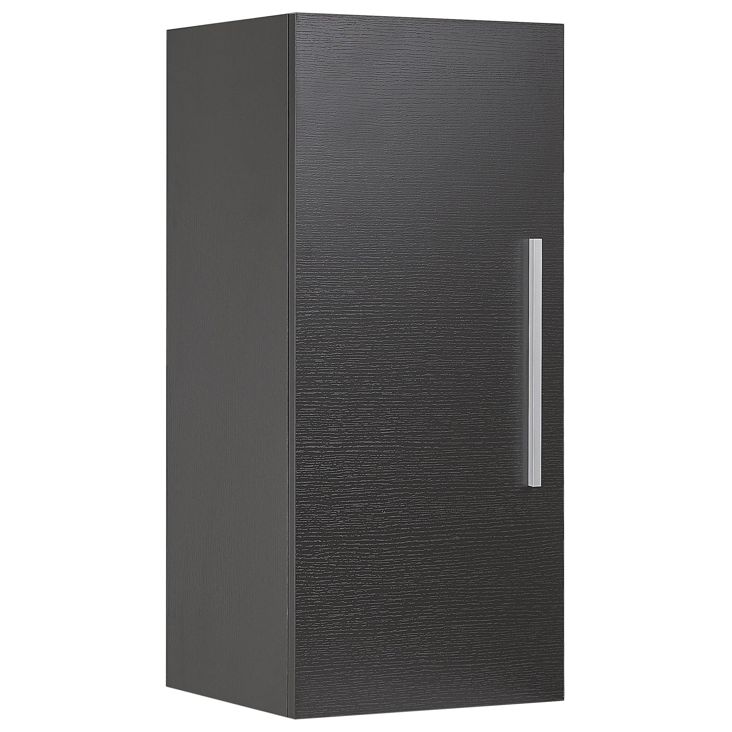 BAD HÄNGESCHRANK schwarz Bilbao - Silberfarben/Schwarz, Holzwerkstoff (40/88/35cm) - Beliani