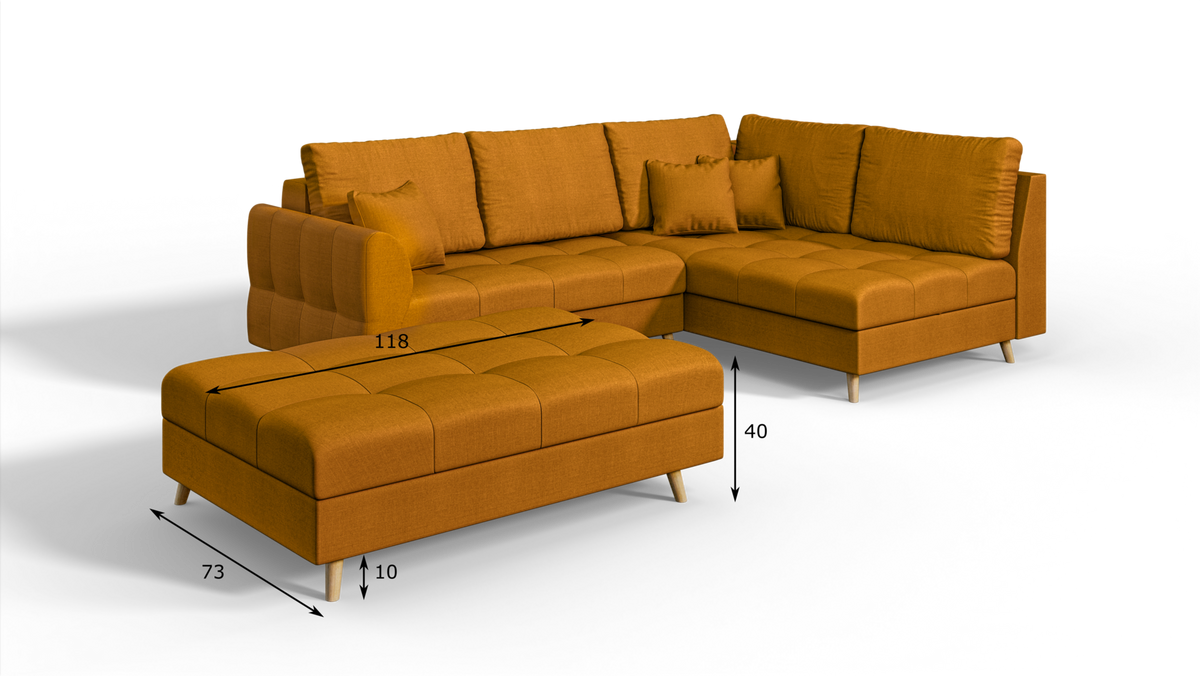 HOCKER Lorine Mikrofaser Gelb - Gelb, Textil (118/40/73cm) - S-Style Möbel