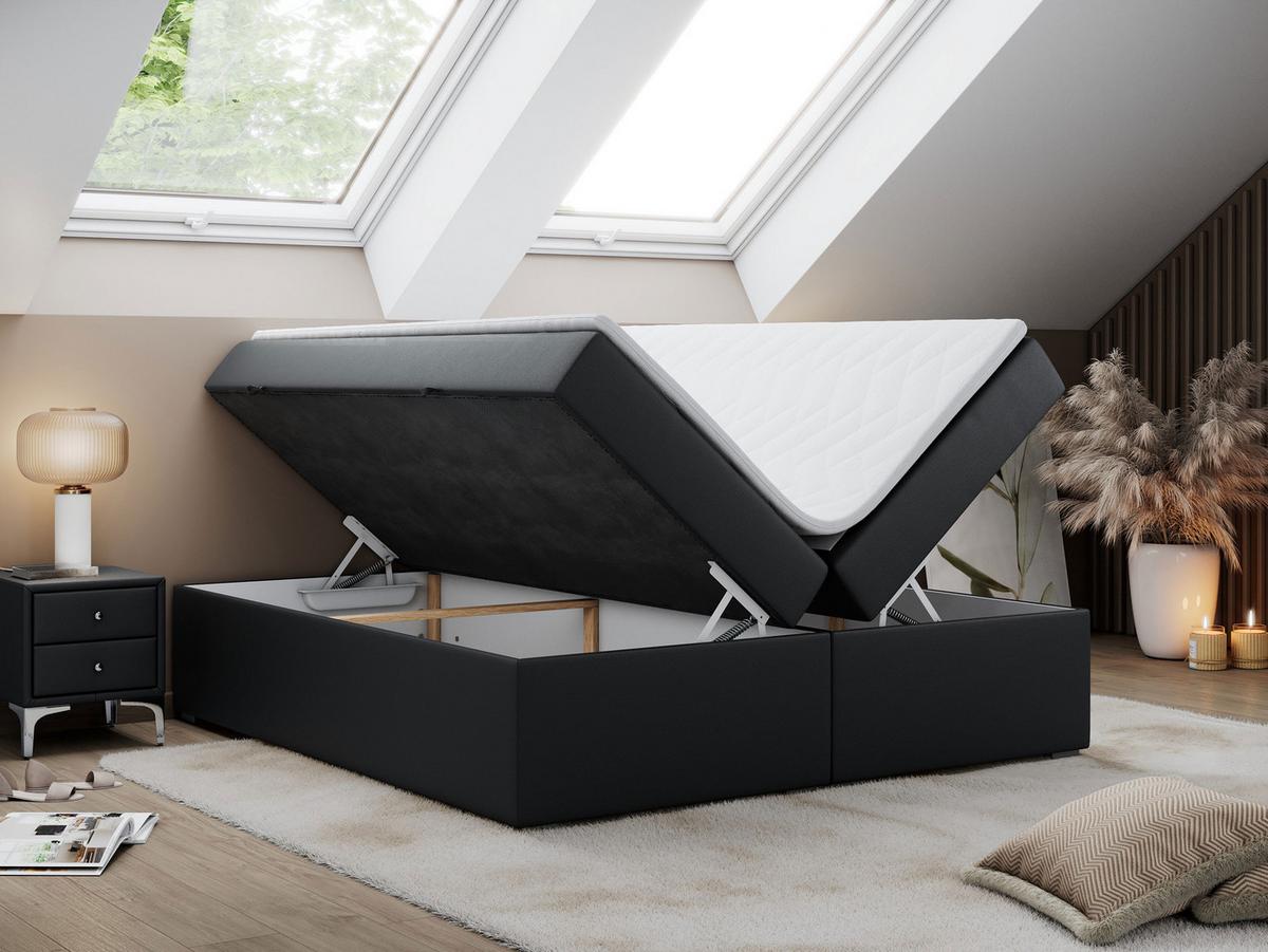 BOXBETT BESS 140/200 Schwarz Kunstleder - H3 - Schwarz, Holz/Textil (140/200cm) - MKS