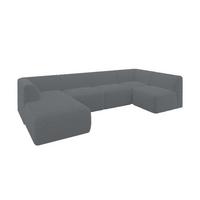 WOHNLANDSCHAFT Ottomane Links MOVO-L 345x180x78 cm Dunkelgrau Cord - Alufarben, Holzwerkstoff/Kunststoff (345/78/180cm) - ALTDECOR