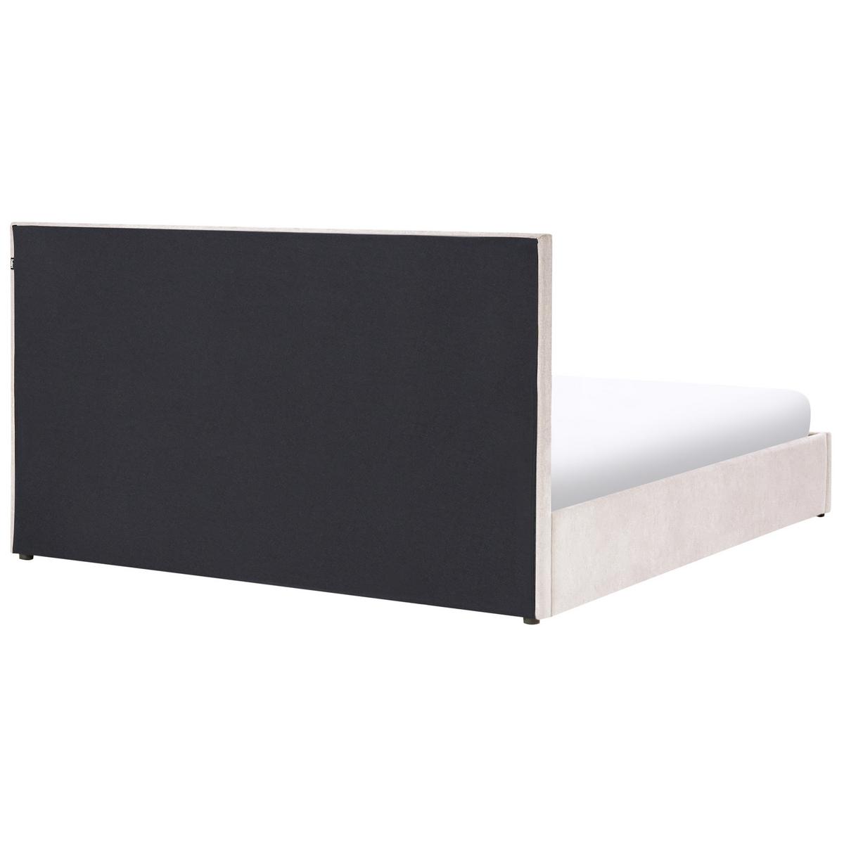 BETT mit Stauraum 180/200 cm Chenillegewebe Taupe Quiberon - Taupe, Textil (180/200cm) - Beliani