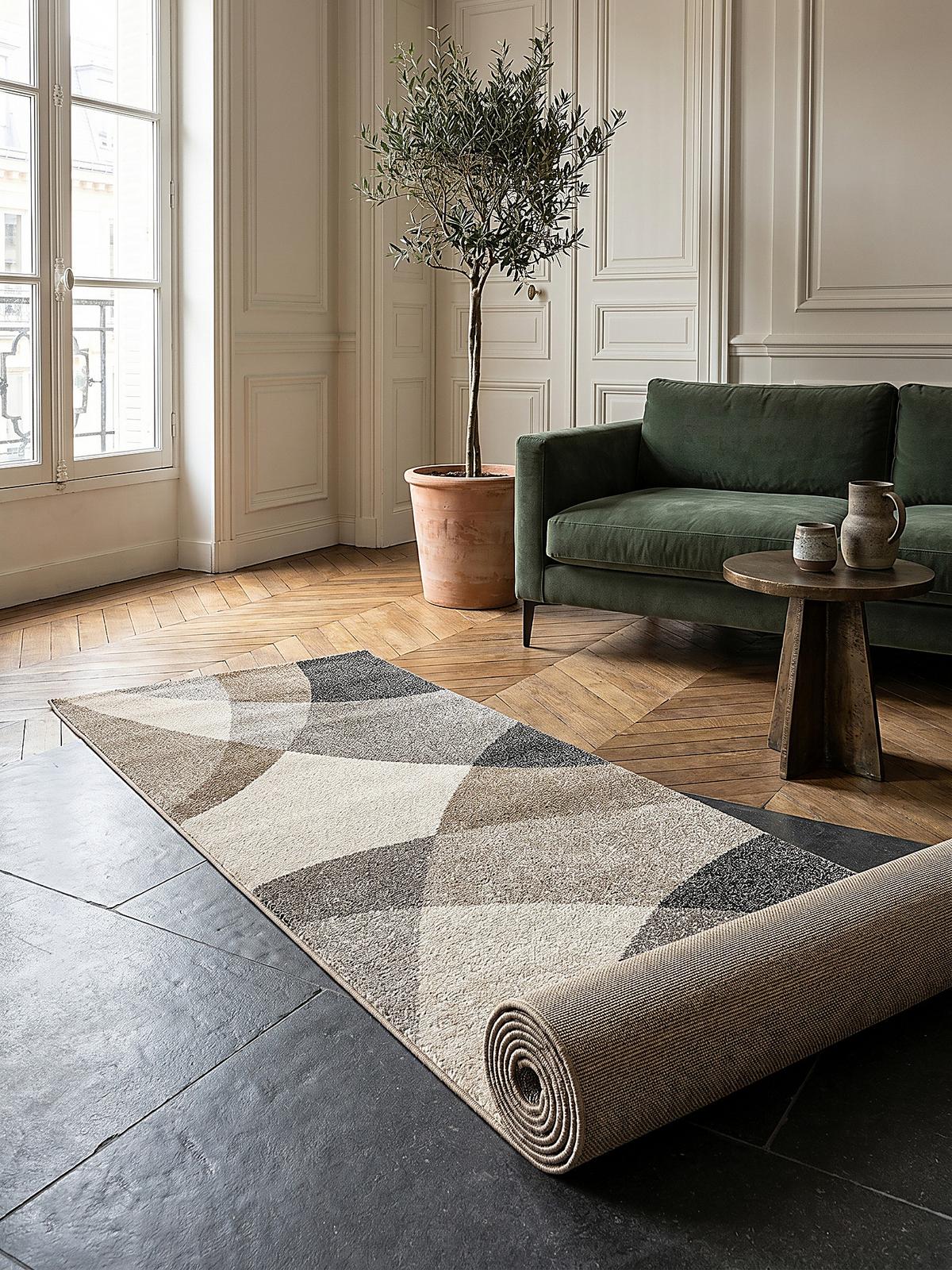TEPPICH Niederflor Abstrakt THUR Polypropylen Grau 80 x 140 cm - Beige, Textil (80/140cm) - KADIMA DESIGN