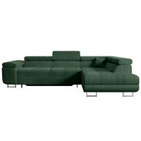 ECKSOFA mit Schlaffunktion und Bettkasten GUSA-L 272x202x107 cm Grün Cord - Silberfarben/Grün, Holzwerkstoff/Textil (272/202cm) - ALTDECOR
