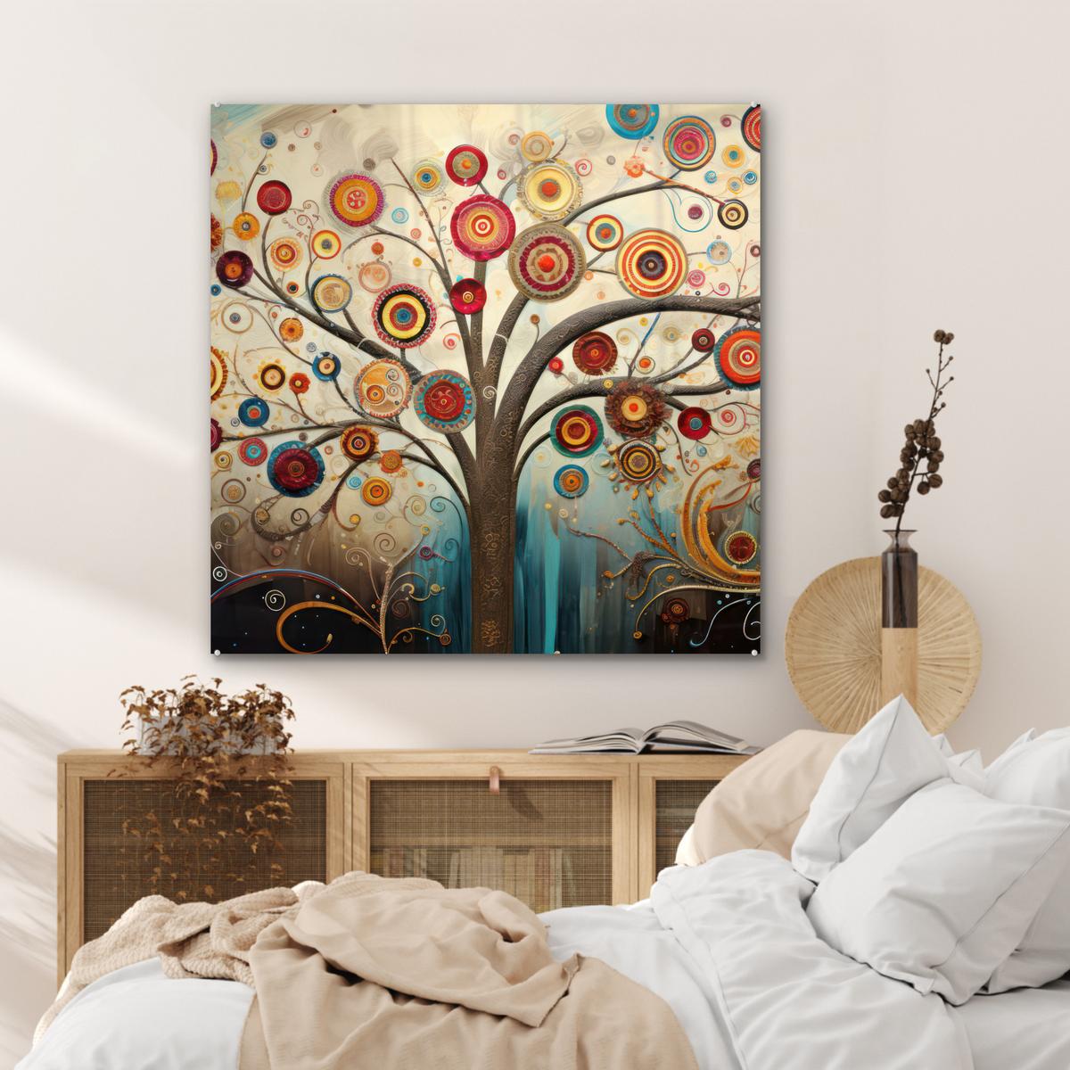 ACRYLGLASBILD Baum - Baum des Lebens - Farbe 90x90 cm - Braun, Glas (90/90cm) - MuchoWow