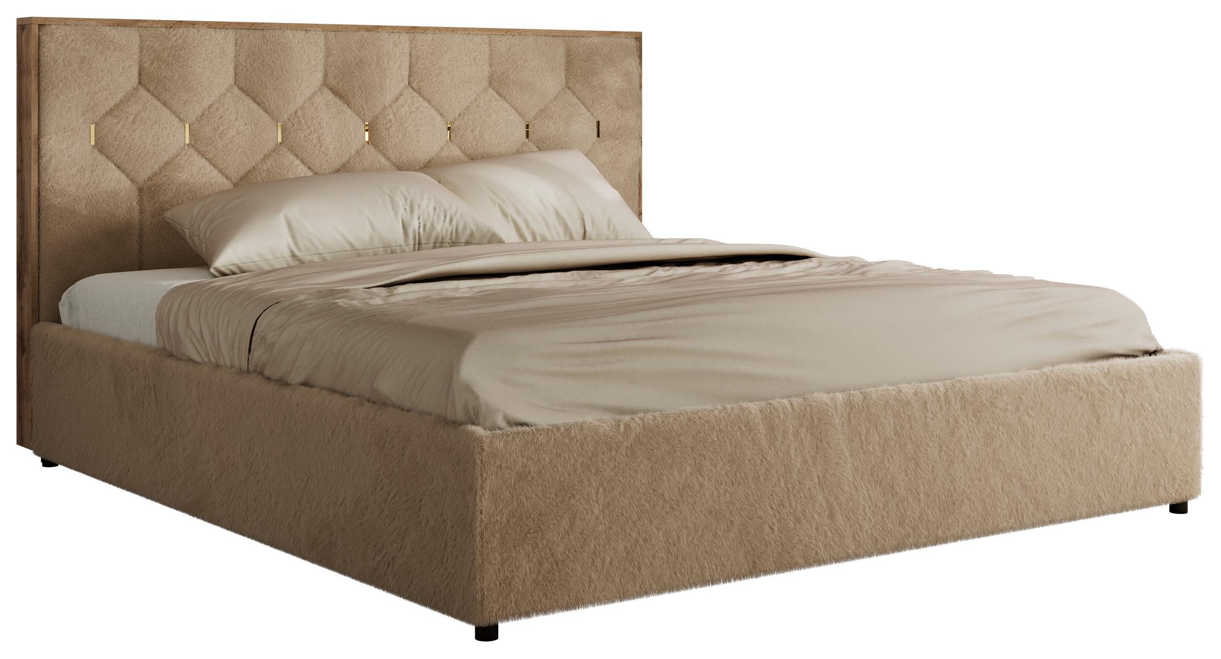 POLSTERBETT LARINO CLASSIC 200/200 - Beige Plüsch - Pocket Matratze - Beige, Textil (200/200cm) - MKS