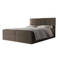 BOXBETT Dahlina 140/200 cm in Braun – mit Bettkasten und Luxus + TOPPER - Schwarz/Braun, Holz/Holzwerkstoff (140/200cm) - AX Living