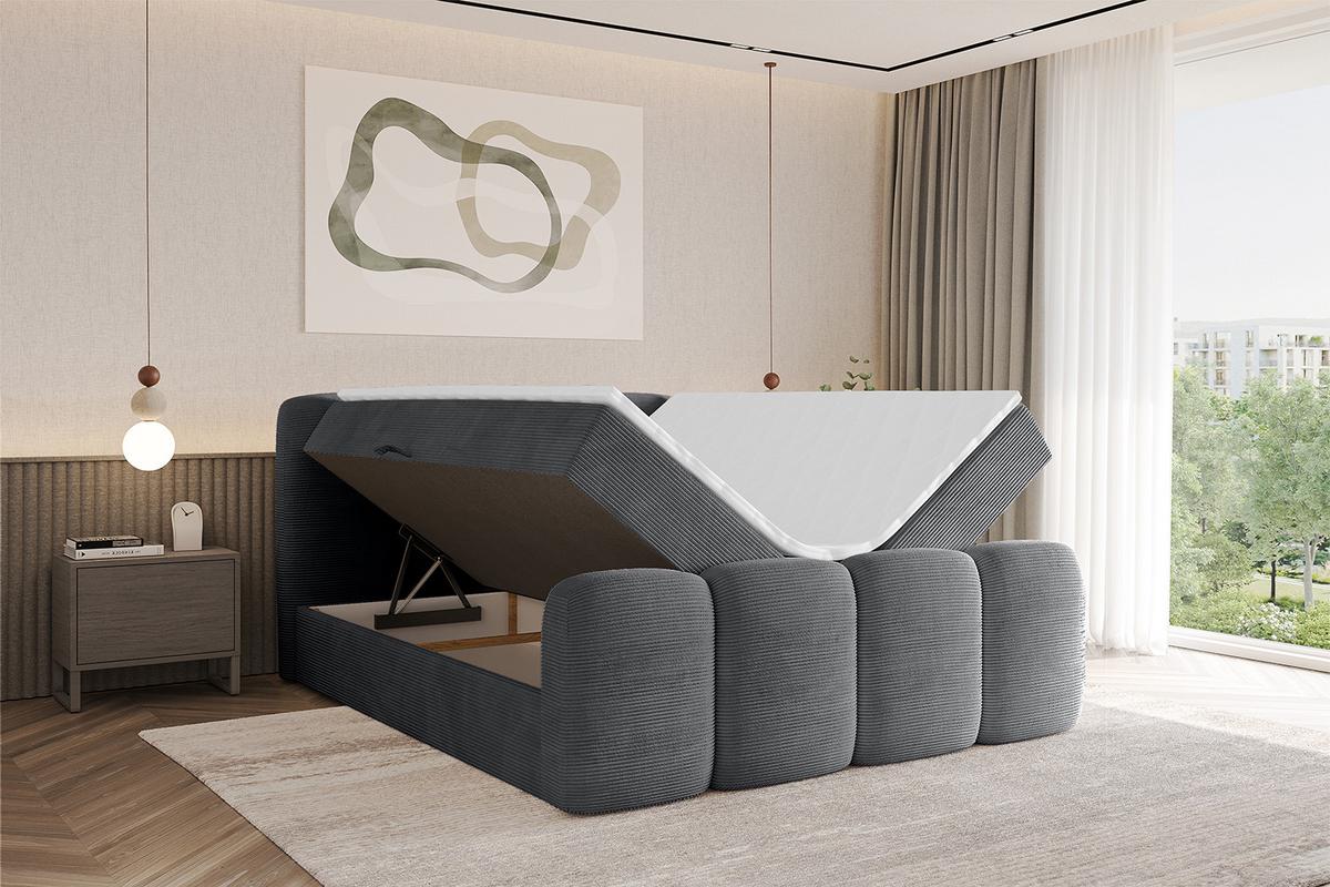 BOXBETT mit Matratze H4 und Lattenrost - NINA-Z - 160x200 cm - Dunkelgrau - Taupe, Holzwerkstoff (160/200cm)