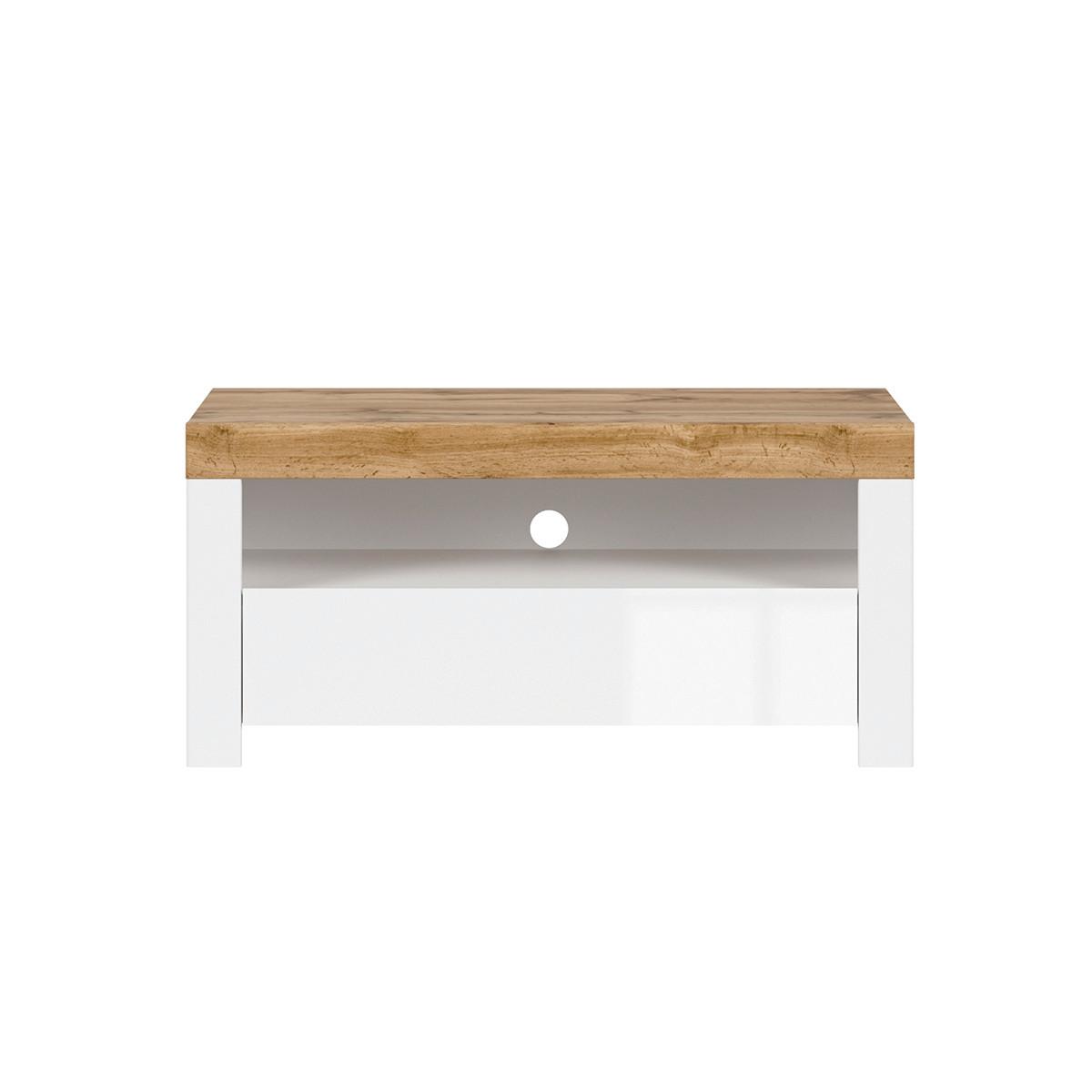 TV-MÖBEL Hella Weiß und Holz - Weiß, Holzwerkstoff (106/50/42cm) - Petits-meubles