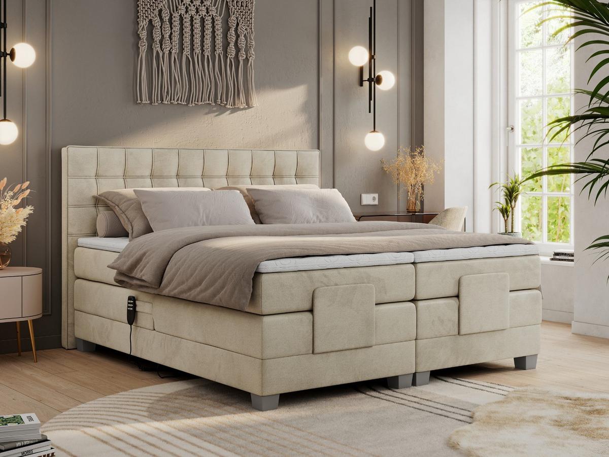 BOXBETT ELEKTRO 140/200 Beige Velvet - H4 - Beige, Holz/Textil (140/200cm) - MKS