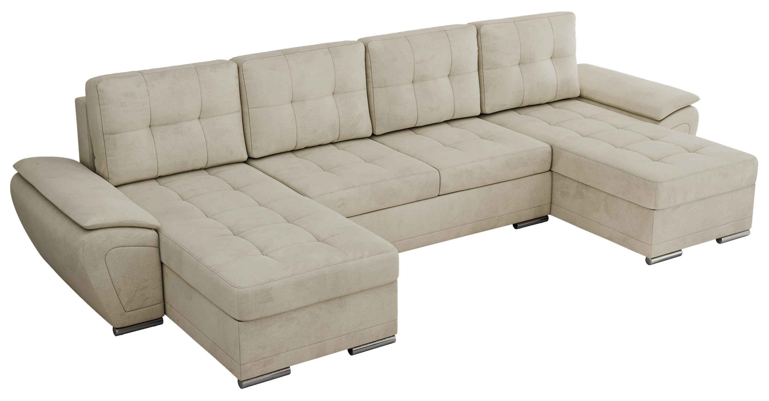 WOHNLANDSCHAFT UMBRIA U Beige Velvet - Beige/Grau, Textil/Metall (336/85/157cm) - MKS