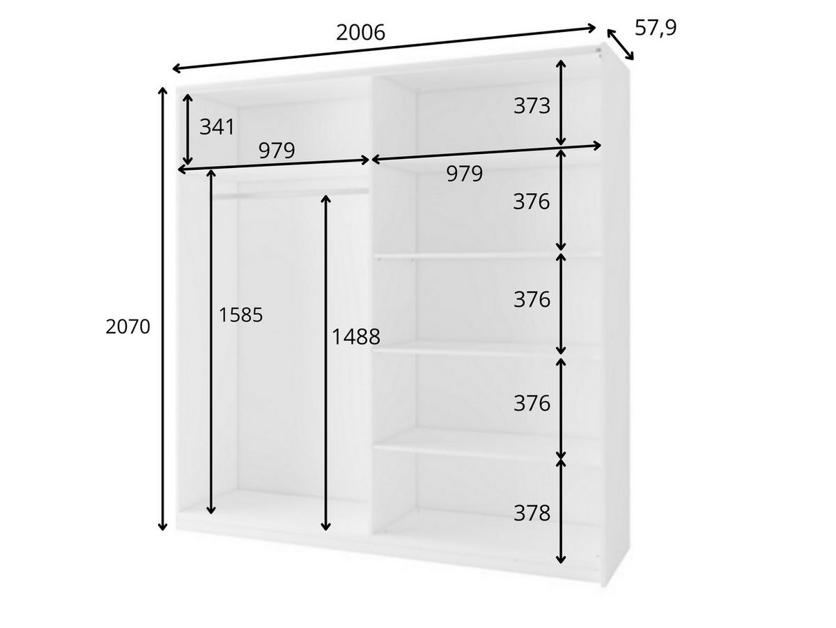 SCHWEBETÜRENSCHRANK BELDEN 200,6/207/55,3cm 2-türig mit Spiegel Nussbaumfarben - Nussbaumfarben, Holzwerkstoff (200.6/207/55.3cm) - MASSENO