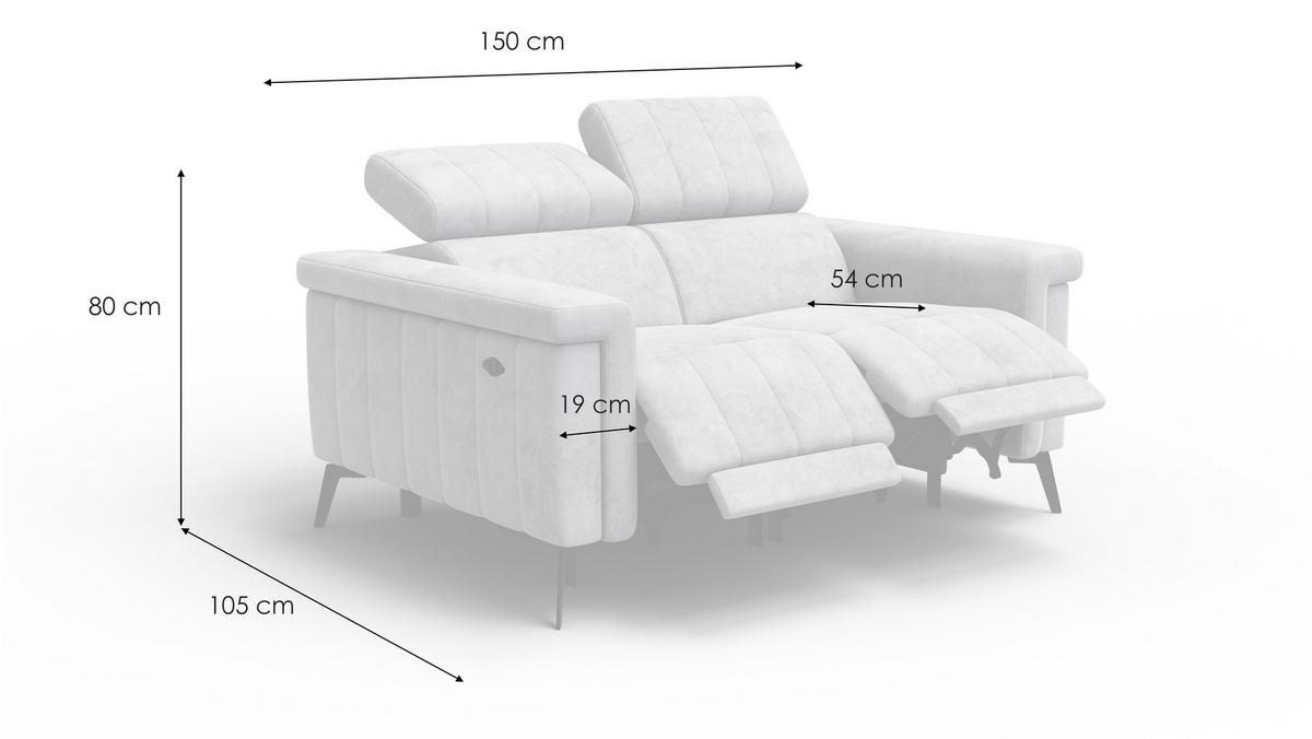 RELAXSOFA NORDEL 2-Sitzer, dunkelgrau - Dunkelgrau/Schwarz, Holz/Textil (150/80/105cm) - Wozimo