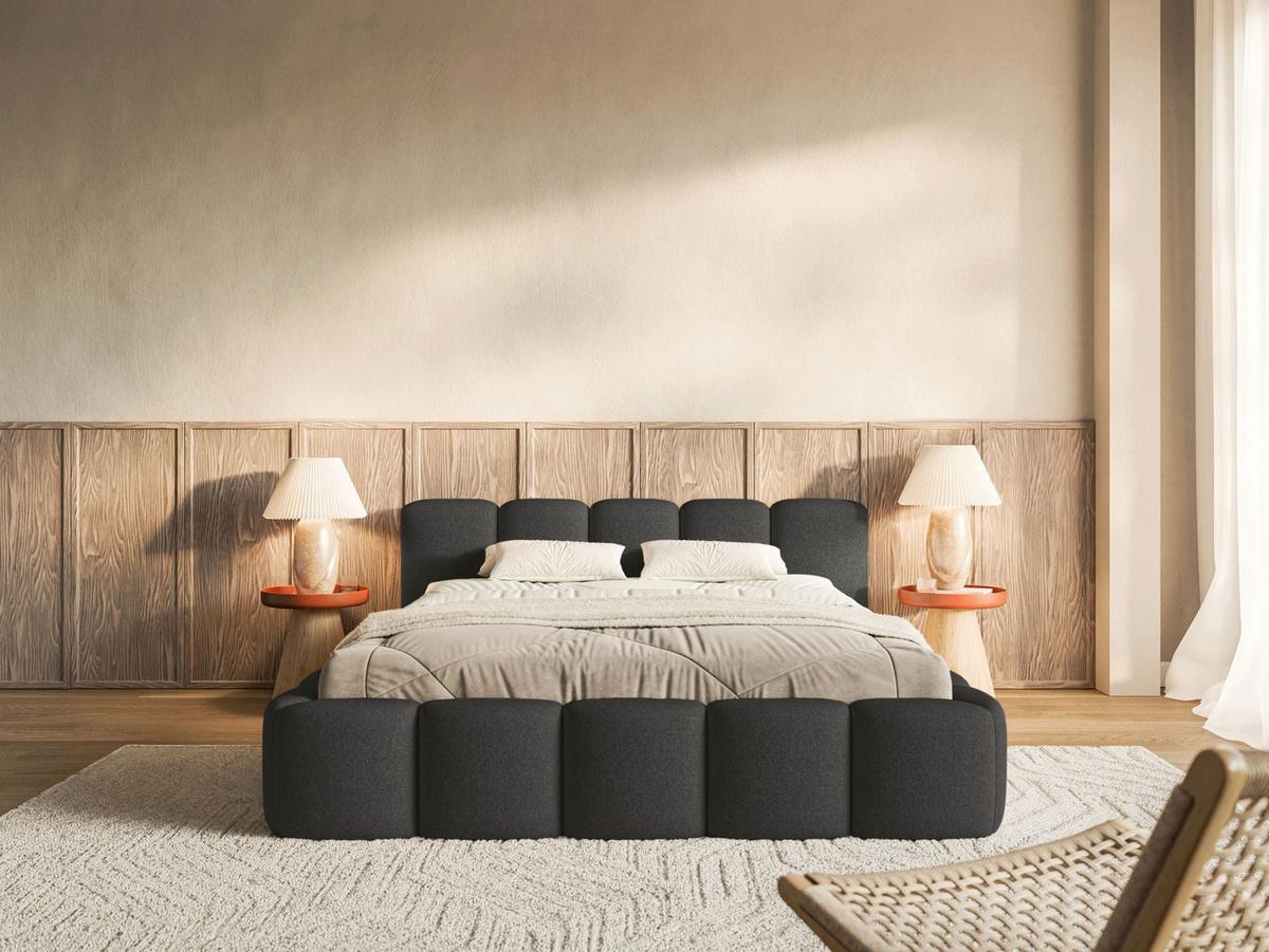POLSTERBETT Cloudy Low Graphit Chenille, 120x200 cm - Graphitfarben/Schwarz, Kunststoff/Textil (120/200cm) - Selsey
