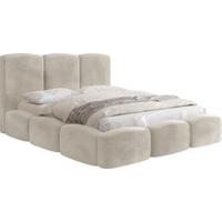 POLSTERBETT Harmony mit Bettkasten, Creme Samt Velours 160x200 cm - Beige/Birkefarben, Holzwerkstoff/Kunststoff (160/200cm) - WFL GROUP
