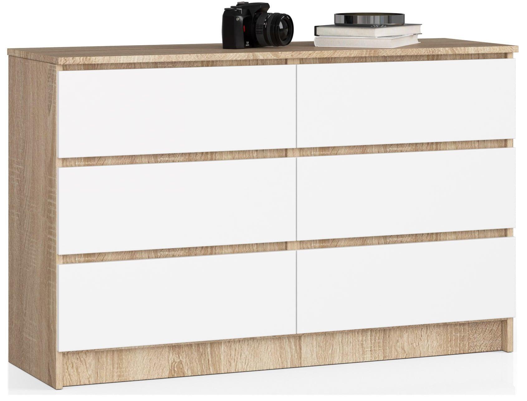 KOMMODE Eiche Sonoma, Weiß 77/120/40 - Weiß, Holzwerkstoff (120/77/40cm) - RAUMHIRSCH FURNITURE