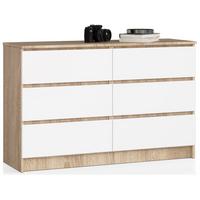 KOMMODE Eiche Sonoma, Weiß 77/120/40 - Weiß, Holzwerkstoff (120/77/40cm) - RAUMHIRSCH FURNITURE