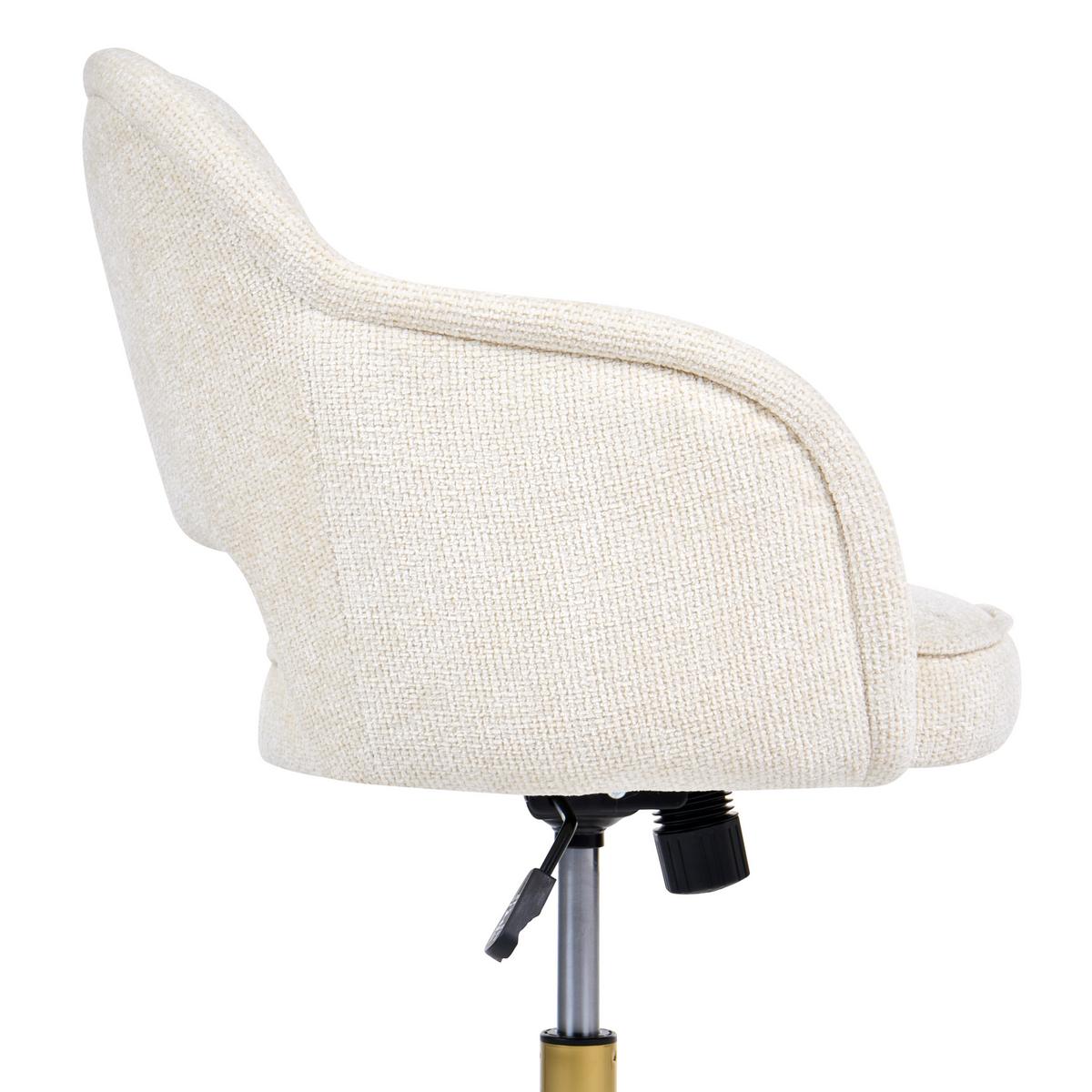 SCHREIBTISCHSTUHL Chenillegewebe Cremeweiß Ember - Creme, Textil (60/81/60cm) - Beliani