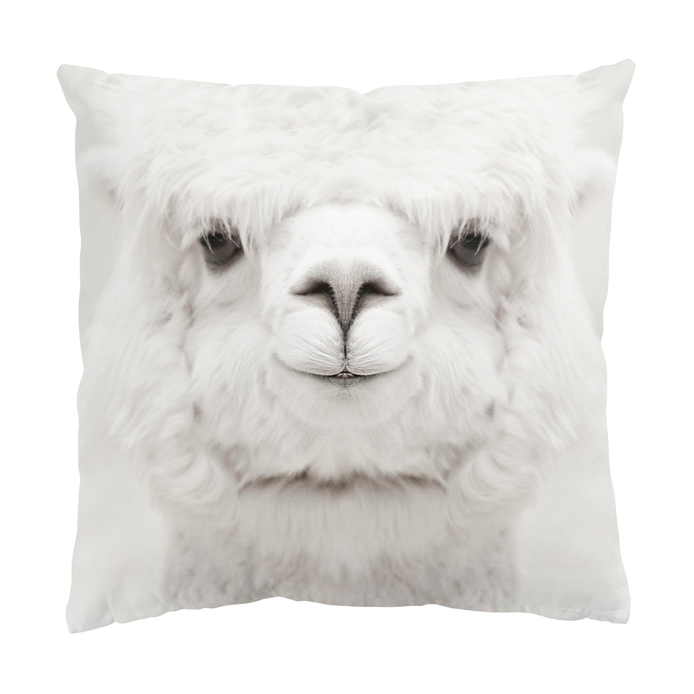 KISSENBEZUG Lächelndes Alpaka 40/40 cm - Weiß, Textil (40/40cm) - Bilderwelten