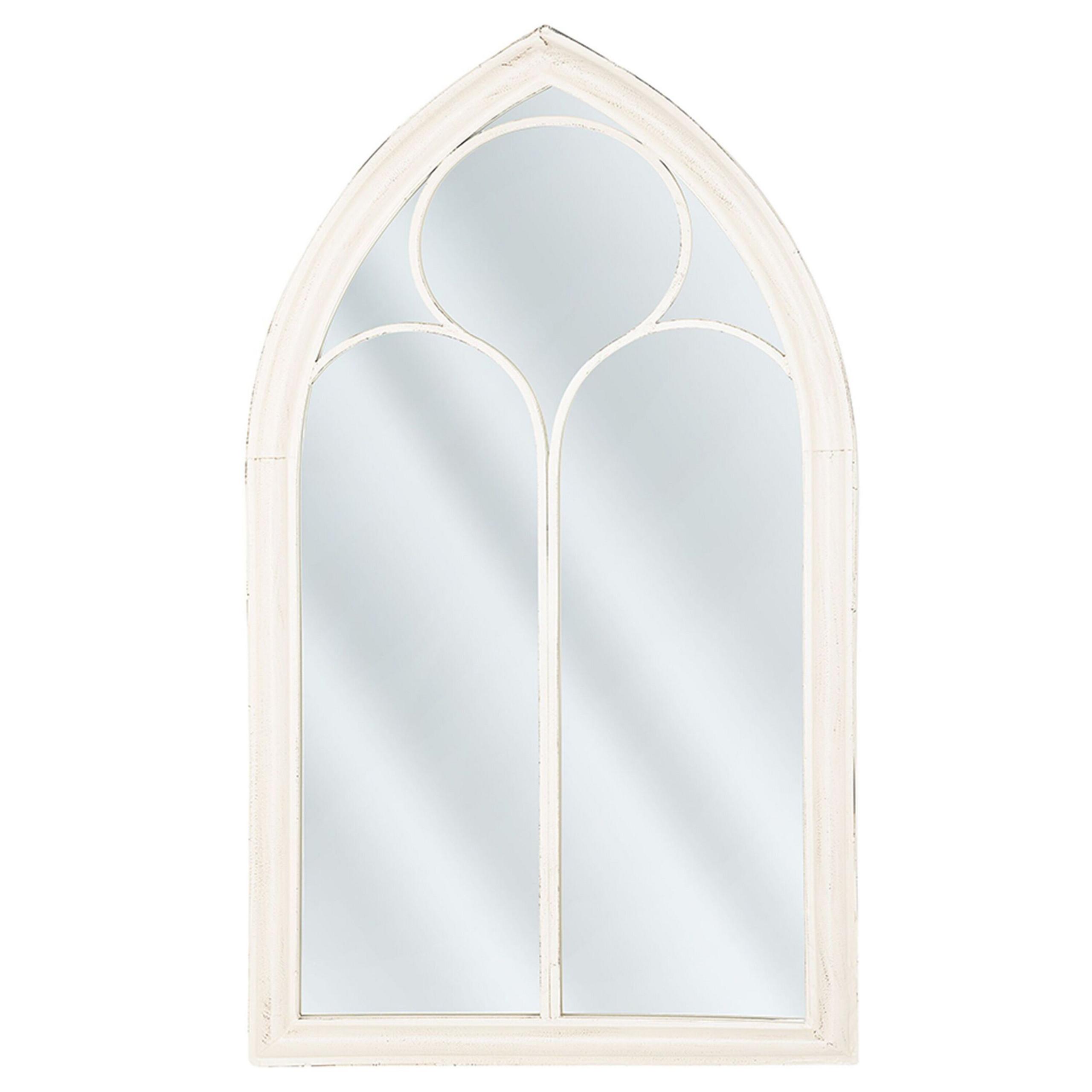 WANDSPIEGEL weiß Fensteroptik 62/113 cm Trelly - Weiß, Metall (62/113/5cm) - Beliani