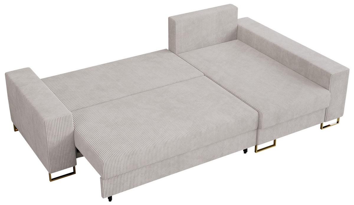 ECKSOFA Dorian Cord Weiß - Goldfarben/Weiß, Textil/Metall (242/138cm) - MKS